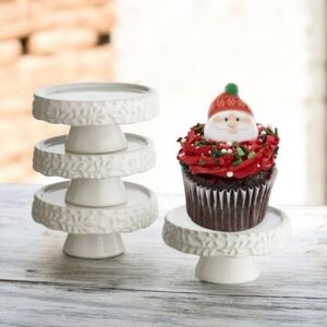 White Cupcake Pedestal Plates Set